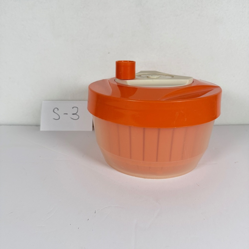 Vintage Triumph Salad Spinner Orange Cream Kitchen Tool S-3